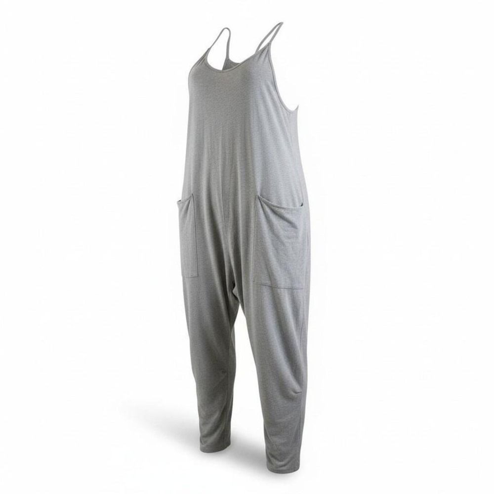 Free People Movement Hot Shot Onesie Heather Gray Relaxed Jumpsuit Womens Medium - Picture 6 of 12